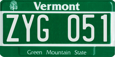 VT license plate ZYG051