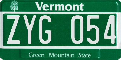 VT license plate ZYG054