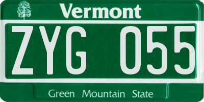 VT license plate ZYG055