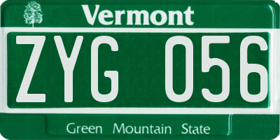 VT license plate ZYG056