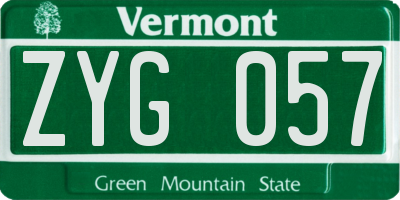 VT license plate ZYG057