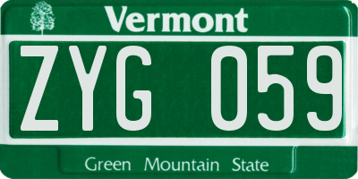 VT license plate ZYG059