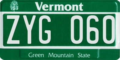 VT license plate ZYG060