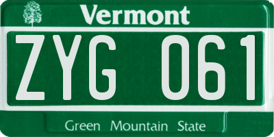 VT license plate ZYG061