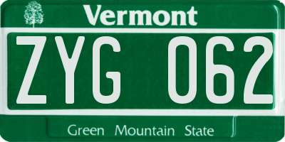 VT license plate ZYG062