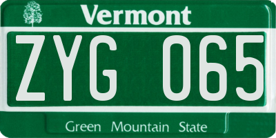 VT license plate ZYG065