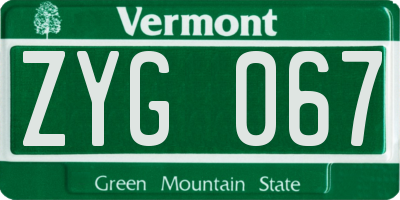 VT license plate ZYG067