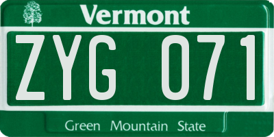 VT license plate ZYG071