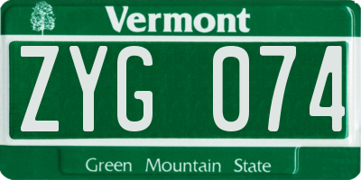 VT license plate ZYG074