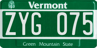 VT license plate ZYG075