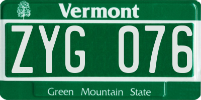 VT license plate ZYG076
