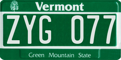 VT license plate ZYG077