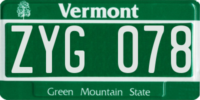 VT license plate ZYG078
