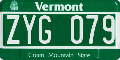 VT license plate ZYG079