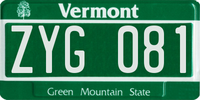VT license plate ZYG081