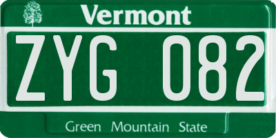 VT license plate ZYG082