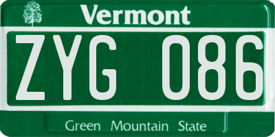VT license plate ZYG086