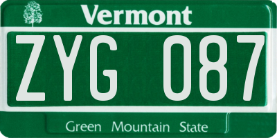 VT license plate ZYG087