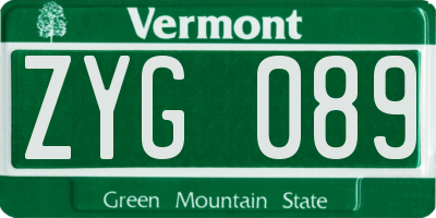 VT license plate ZYG089