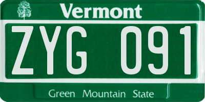 VT license plate ZYG091