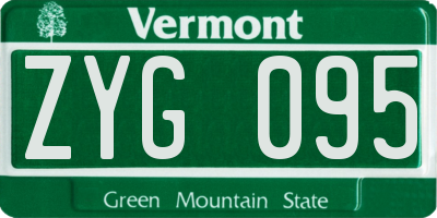 VT license plate ZYG095