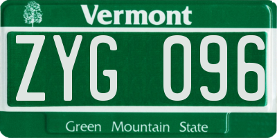 VT license plate ZYG096