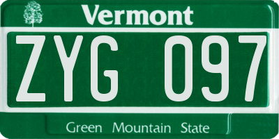 VT license plate ZYG097