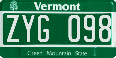 VT license plate ZYG098