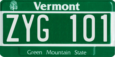 VT license plate ZYG101