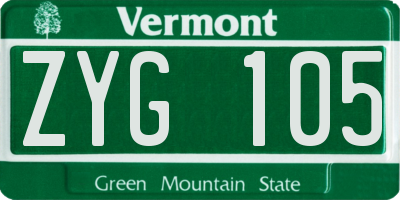 VT license plate ZYG105