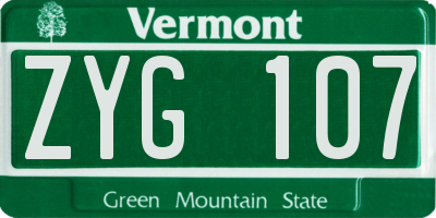 VT license plate ZYG107