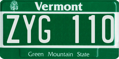 VT license plate ZYG110