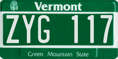 VT license plate ZYG117