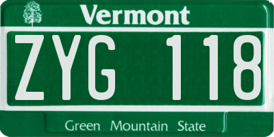 VT license plate ZYG118