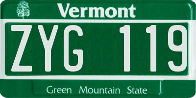 VT license plate ZYG119