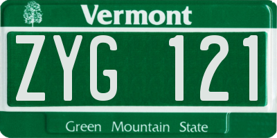 VT license plate ZYG121