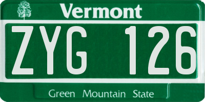 VT license plate ZYG126