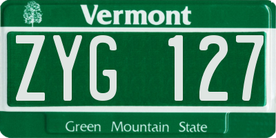 VT license plate ZYG127