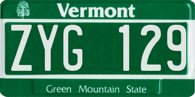 VT license plate ZYG129