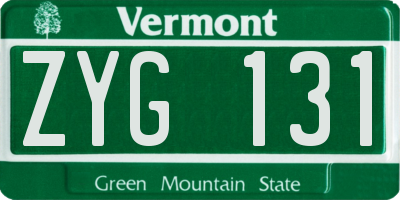 VT license plate ZYG131