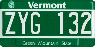 VT license plate ZYG132