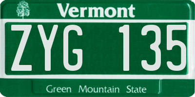 VT license plate ZYG135