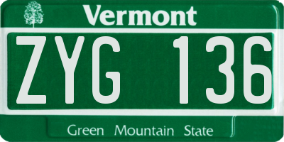 VT license plate ZYG136