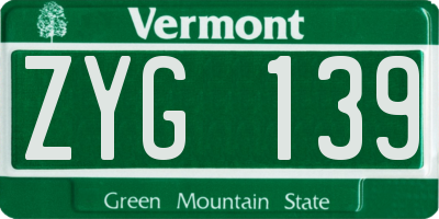 VT license plate ZYG139
