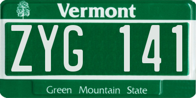 VT license plate ZYG141