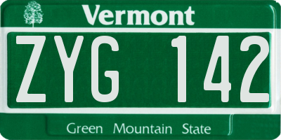 VT license plate ZYG142