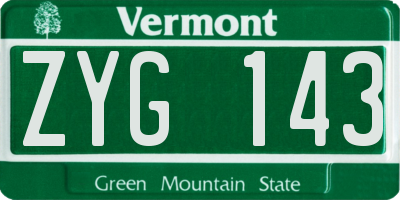 VT license plate ZYG143