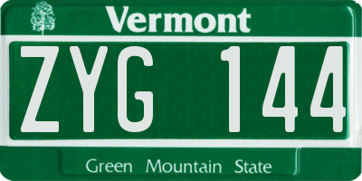 VT license plate ZYG144