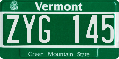 VT license plate ZYG145