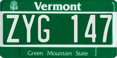 VT license plate ZYG147